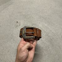 Vintage Gürtel Echtleder braun mit Tiermuster