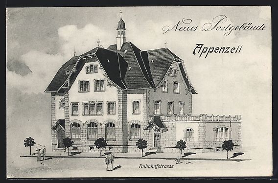 Cartoline postali: Appenzell, Neues Postgebäude in der Bah – Usato da Berlin venduto da bartko-reher
