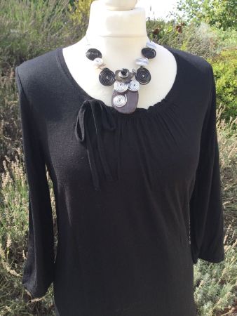 T-shirt/Sweat noir manches 3/4 BIAGGINI, taille XS, NEUF
