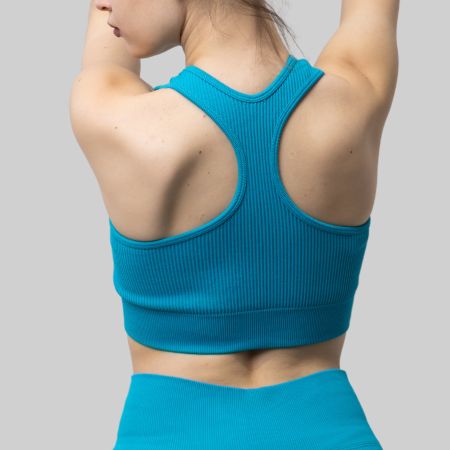 Seamless Sport BH Damen Gym Komfort Top See Blau L YAKWARY