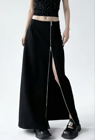 Gonna lunga nera con zip centrale Tg S/M-nuovo stato