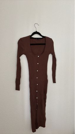 Robe longue élastique Zara marron côtelée état comme neuf