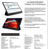 LC-Power LC-M16-FHD Portable usb c hdmi15,8"Full HD Monitor