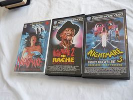 VHS Videokassette - Nightmare 1 2 3 teil - Erstausgabe Rar