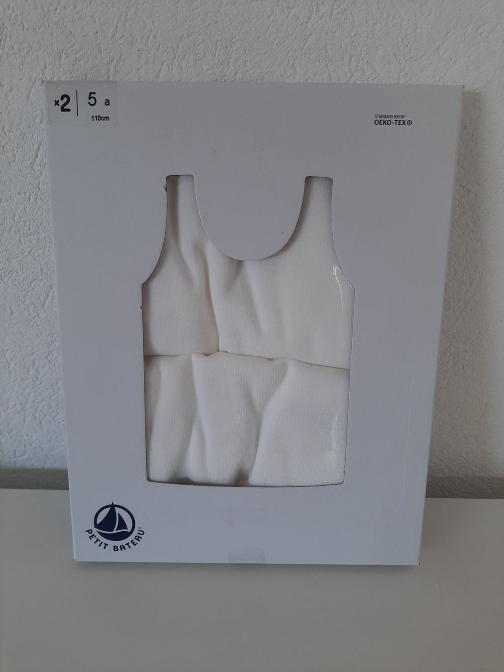 Petit Bateau Blusen, T-Shirts & Tops: Petit Bateau 2-er Set Top aus Baumwolle weis Gr. 110 – Neu und originalverpackt aus Aarburg von NDK