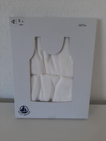 Petit Bateau 2-er Set Top aus Baumwolle weis Gr. 110