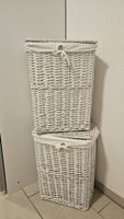 Wäschekorb (2 Stk) Rattan weiss mit Inlay