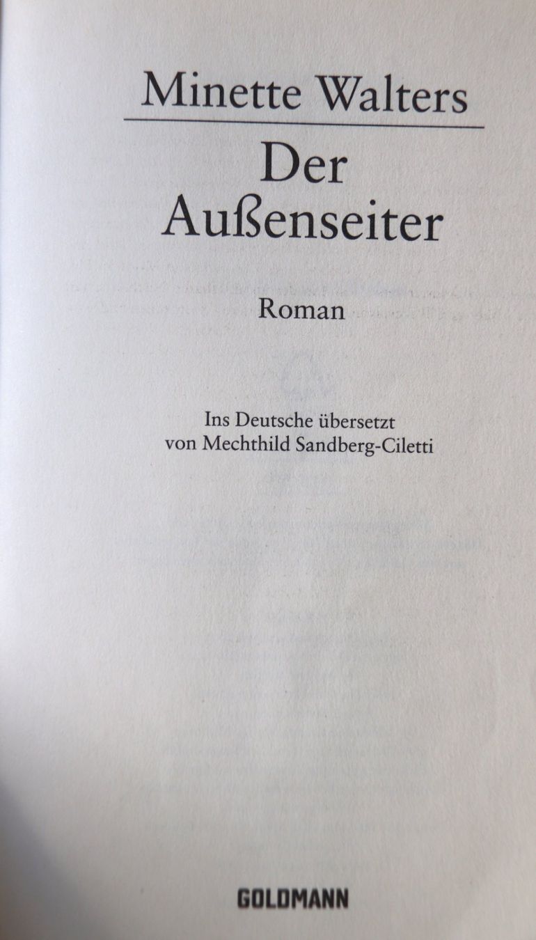 Libri: Der Aussenseiter von Minette Walters – Usato da Glattfelden venduto da Vrenely 6