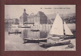 NEUCHÂTEL - Port et Hôtel des Postes - 1909