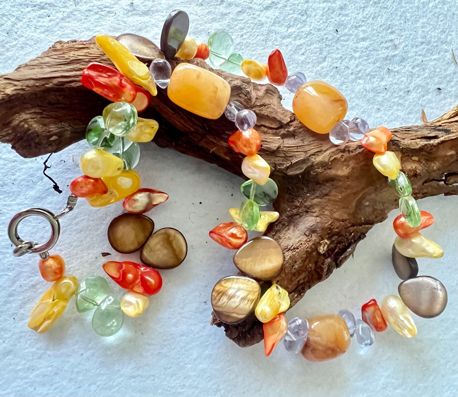 Catenine: Sommer - Kette aus Barock- Perlmutt -Achat & Glas Perlen – Usato da Ruswil venduto da artbyhand 3