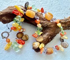 Sommer Kette aus Barock Perlmutt Achat & Glasperlen Unikat