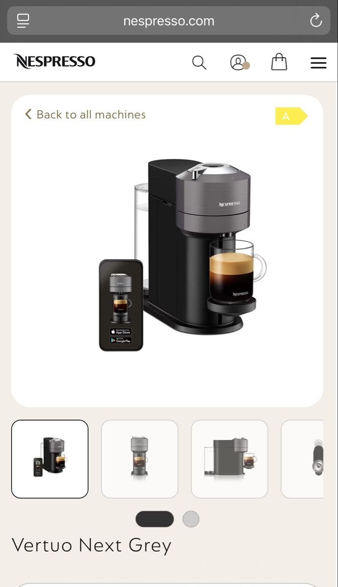 Nespresso Macchine per caffè & Macchine per espresso: Nespresso Vertuo Next Grey Coffee Machine – Usato da Basel venduto da LT_Vintage_Finds