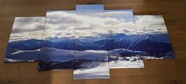 5-teiliges Wandbild / Verschneite Berge