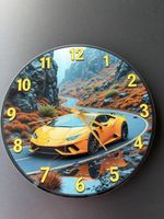 schöne Glas-Wanduhr: Lamborghini Huracan