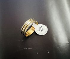 Edelstahlring, Gold/Silber Design - Grösse 22