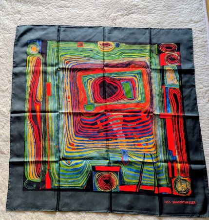 Hundertwasser Seidentuch, Jahrgang 1953, wie neu - vintage