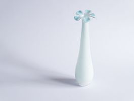 Vintage Glasvase weiss/blau – J-Line – Bud Vase – 28 cm