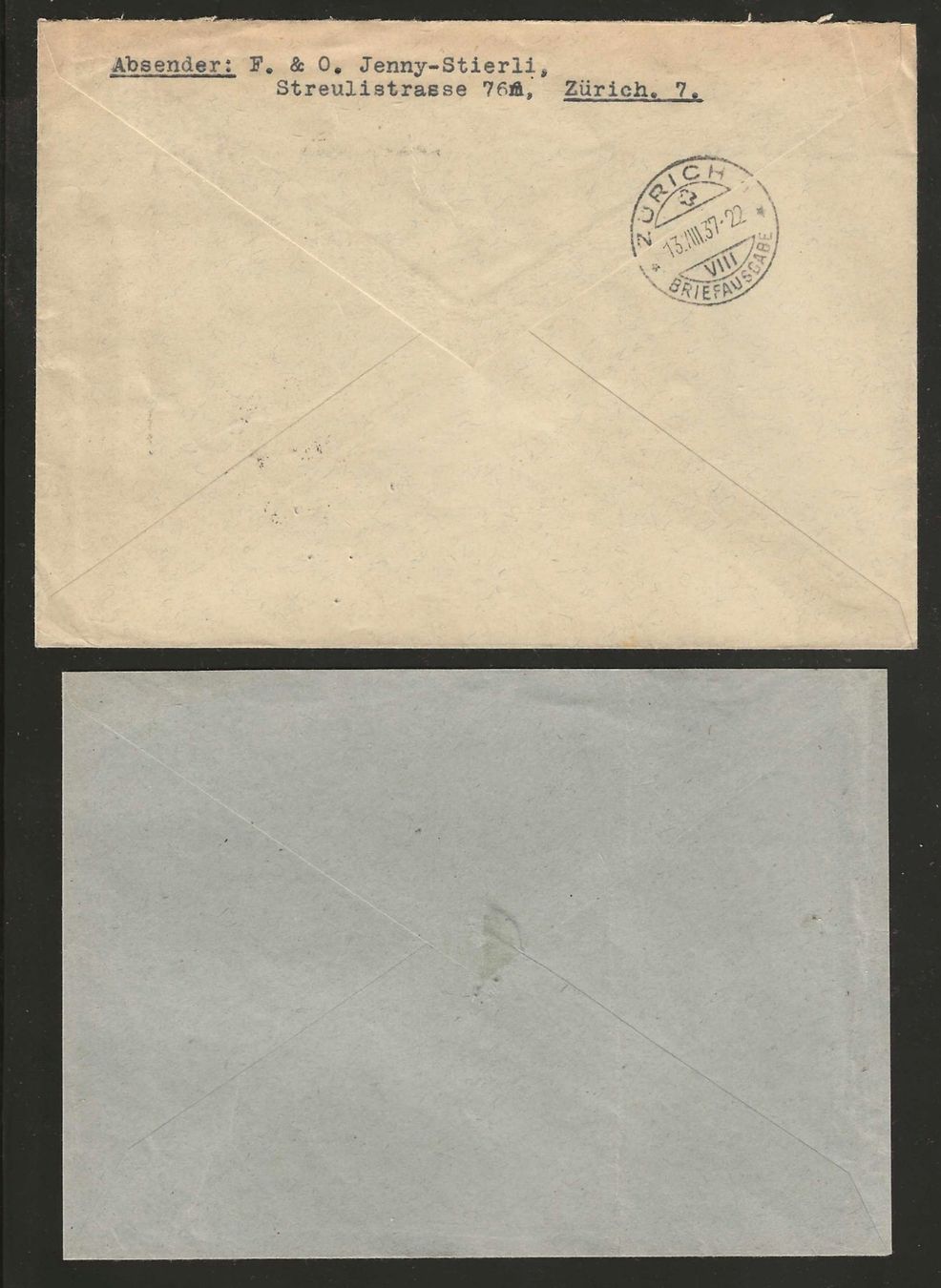 Tutti i francobolli: 1937/38 : 2 CH Flugpost Briefe – Usato da Gümligen venduto da Geniusbuy 1