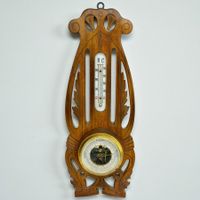 Martin Luther Ancien baromètre Art Nouveau en bois sculpté
