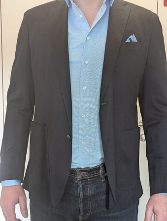 Veste Hackett Mayfair marine élégante, coton italien T50-52