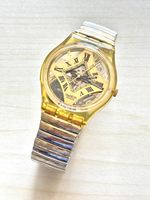 Swatch Uhr Skeleton Goldfarben mit Metallband 