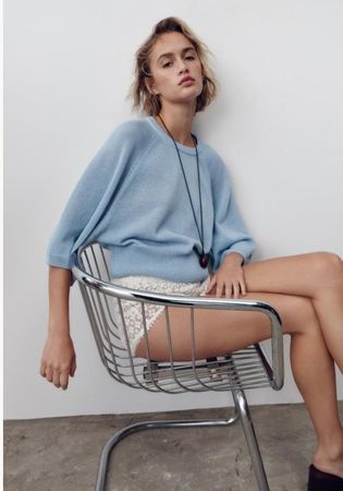 ZARA Sommer Strick Top Strickpullover M (38) himmelblau NEU