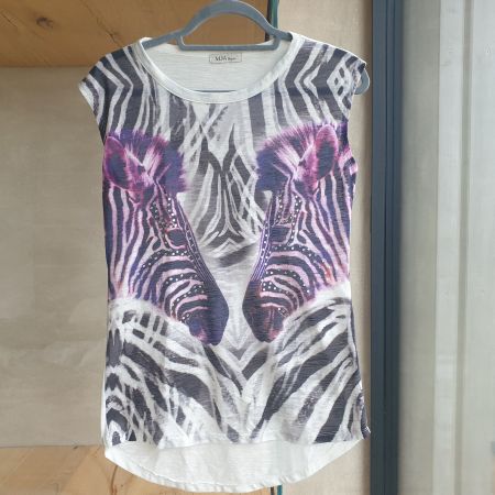 🐸 ZEBRA TOP / T-SHIRT VON MJA PARIS S (M) 70% BAUMWOLLE
