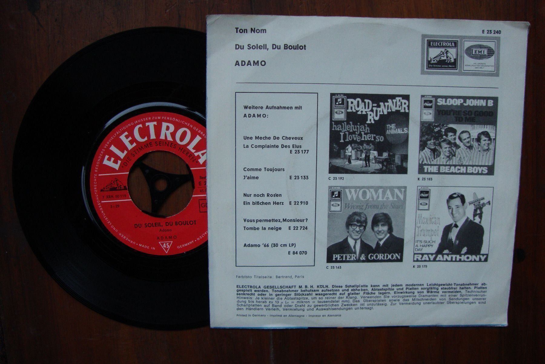Dischi in vinile: ADAMO - TON NOM – Usato da Bern venduto da Uli_10_11 1