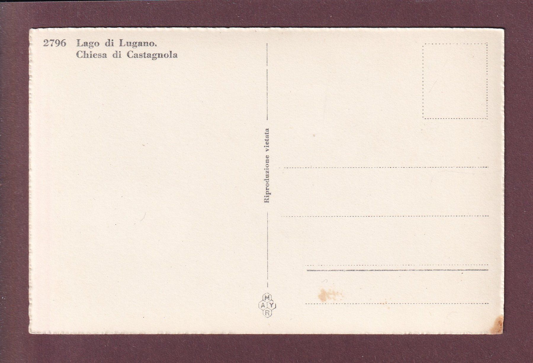 Cartoline postali: Chiesa di CASTAGNOLA – Usato da Pully venduto da nicecards 1