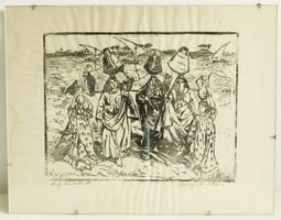 Margo Veillon: Original Linolschnitt handsigniert – Wassertr