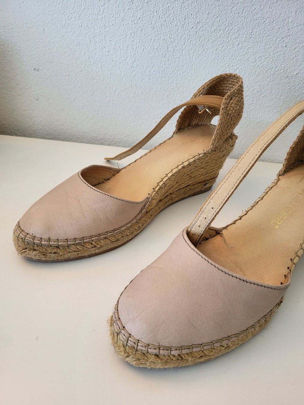 Damenschuhe: Espadrilles Damen Macarena, Gr. 39 - Beige, Leder – Gebraucht aus Baar von clar6 7