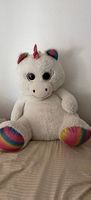 Plüschtier Einhorn gross weiss mit Regenbogen Details