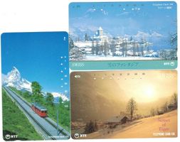 3 Telefonkarten Japan, Schweizer Motive, Spiez Eiger Zermatt