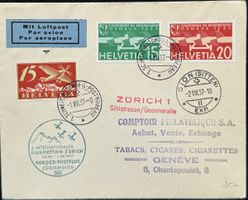 Flugmeeting Zürich 1937 Auto-Postbureau Sion