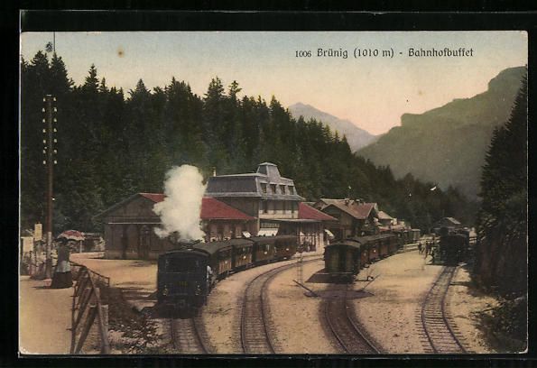 Cartoline postali: AK Brünig, Bahnhofbuffet mit Bergbahn – Usato da Berlin venduto da bartko-reher