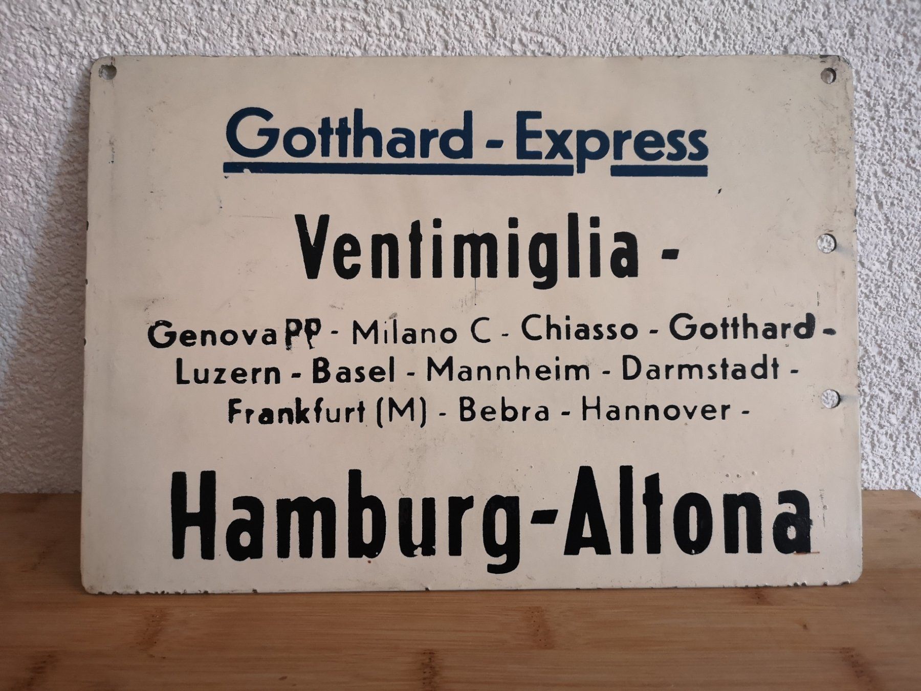 Schilder: Rarissime plaque de train Gotthard-Express – Gebraucht aus Conthey von Cathlouz 2