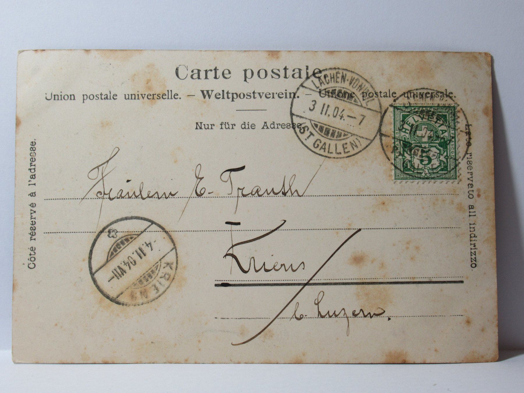 Cartoline postali: St. Gallen , Stadtpark  1904 – Usato da Grenchen venduto da Bluemchen1900 1