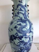 Vaso antico  con Drago e Fenice grande porcellana Celadon
