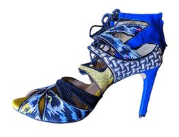 ZARA : Spectaculaires sandales bleu-jaune-noir-blanc 40