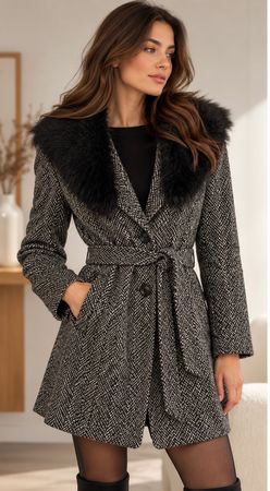 Schicker Wintermantel Gr. 36 mit Kunstfellkragen von Zara