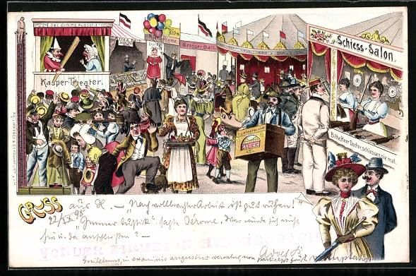 Ansichtskarten: Litho Ulm, Volksfest Wintermesse 1899 mi – Gebraucht aus Berlin von bartko-reher