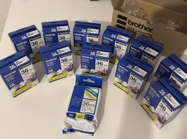 12x Brother P-Touch 36mm Tape Lot (TZ-261 / TZe-261) New