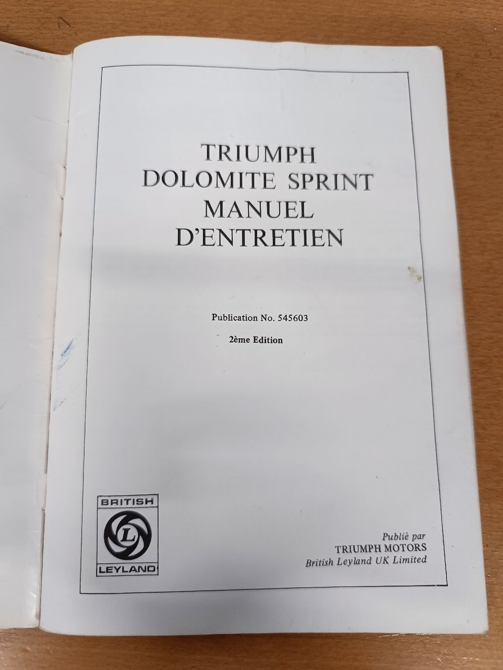 Libri: Manuel d'entretien Triumph Dolomite Sprint – Usato da Cossonay-Ville venduto da Aryann34 1