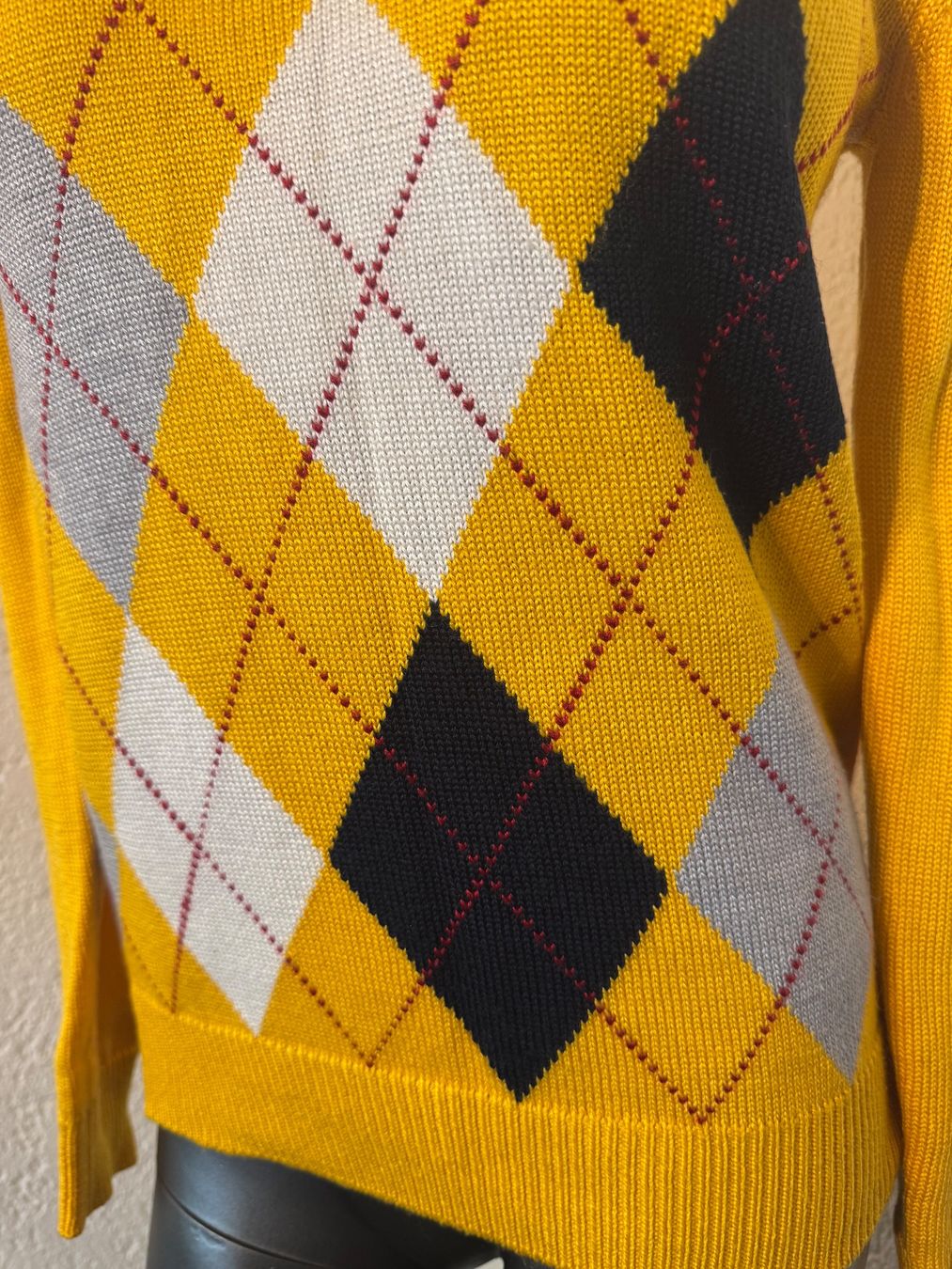 Pulls & Sweat-shirts: Vintage Strickpullover Gelb mit Argyle-Rautenmuster Gr S – D'occasion à Frenkendorf par Style365 4