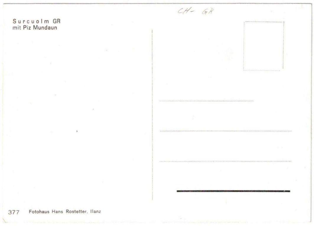Cartoline postali: Obersaxen - Skilift Surcuolm – Usato da Binningen venduto da Mountainrider 1