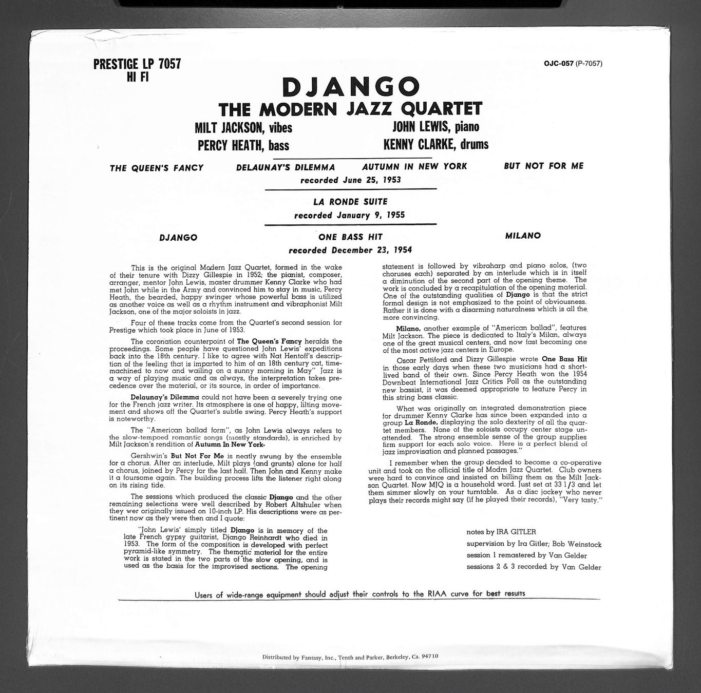 Dischi in vinile: SEALED Verschweisst DJANGO - THE MODERN JAZZ QUARTET OJC-057 – Nuovo e nell'imballaggio originale da Zürich venduto da Nobs1 1
