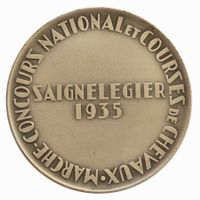 Medaille Nationaler Markt und Pferderennen 1935 Saignelégier