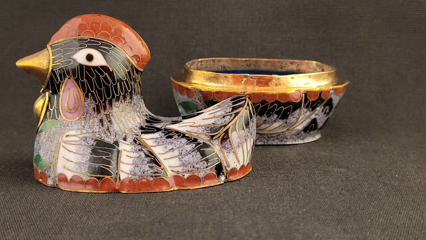 Figuren: Cloisonne-Dose HUHN HENNE – Gebraucht aus Basel von spinne02 5