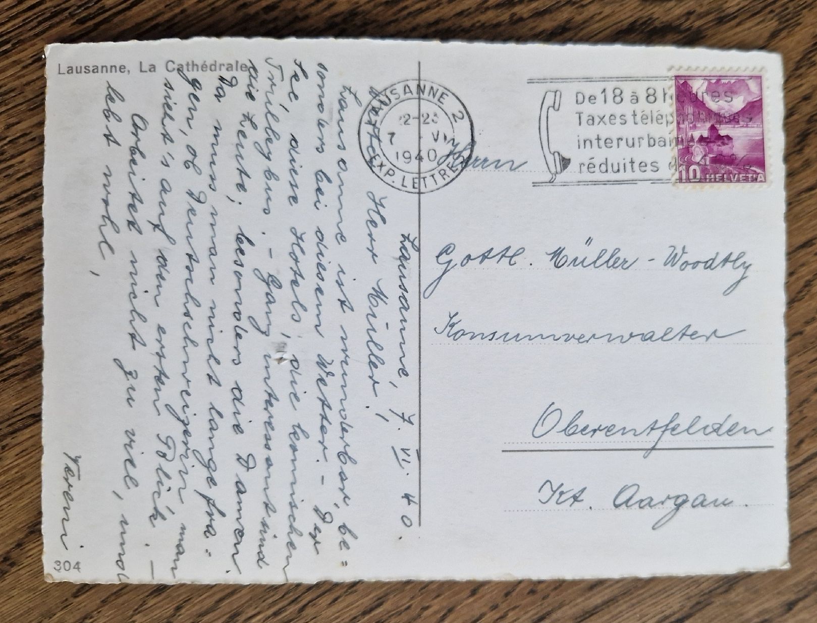 Cartoline postali: Lausanne, La Cathédrale 1940 – Usato da Ebikon venduto da Donar50 1