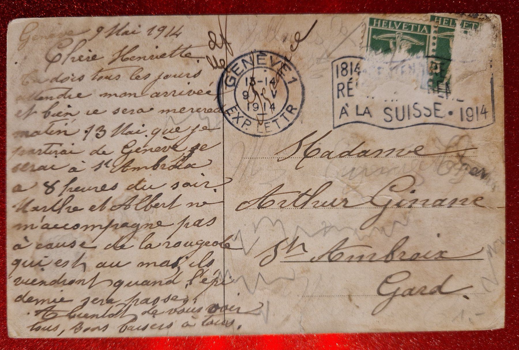 Ansichtskarten: Genève 1914 – Gebraucht aus Melchnau von Fishel 1